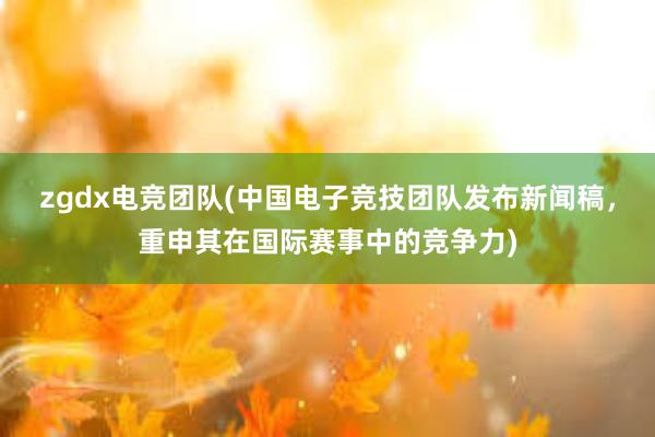 zgdx电竞团队(中国电子竞技团队发布新闻稿，重申其在国际赛事中的竞争力)