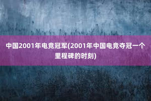 中国2001年电竞冠军(2001年中国电竞夺冠一个里程碑的时刻)