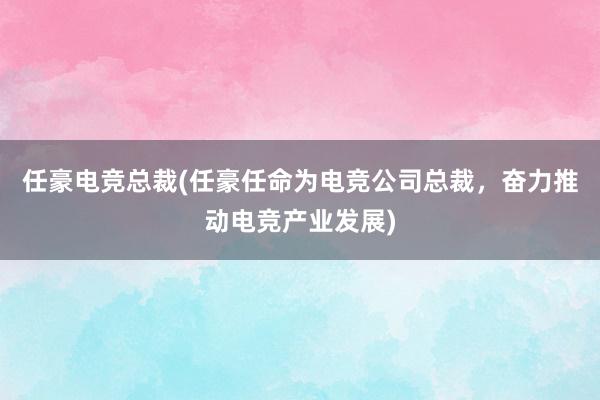 任豪电竞总裁(任豪任命为电竞公司总裁，奋力推动电竞产业发展)