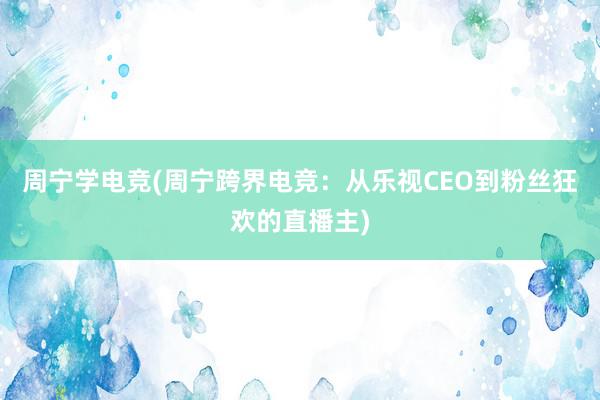 周宁学电竞(周宁跨界电竞：从乐视CEO到粉丝狂欢的直播主)