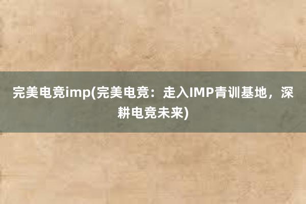 完美电竞imp(完美电竞：走入IMP青训基地，深耕电竞未来)