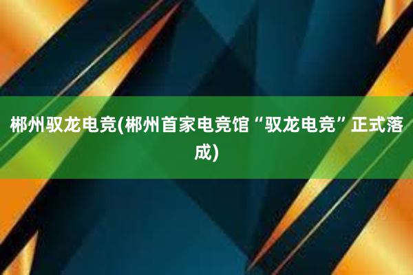 郴州驭龙电竞(郴州首家电竞馆“驭龙电竞”正式落成)