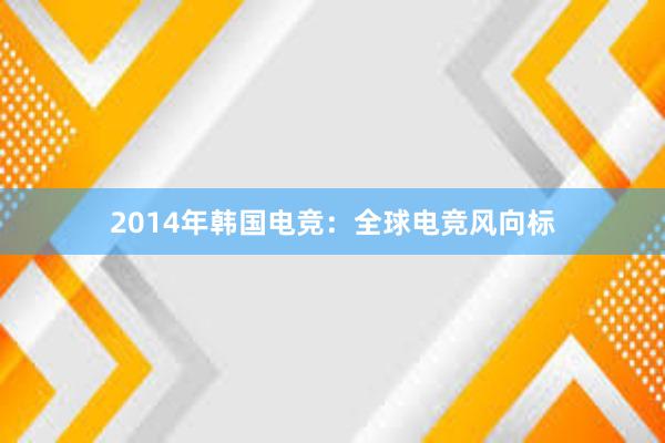 2014年韩国电竞：全球电竞风向标