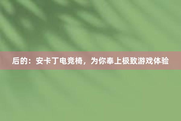 后的：安卡丁电竞椅，为你奉上极致游戏体验