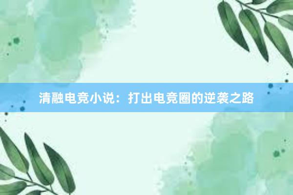 清融电竞小说：打出电竞圈的逆袭之路