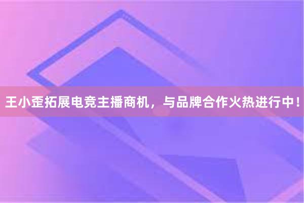 王小歪拓展电竞主播商机，与品牌合作火热进行中！