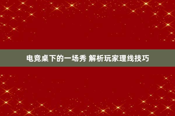 电竞桌下的一场秀 解析玩家理线技巧