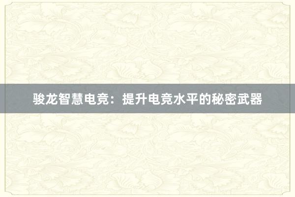 骏龙智慧电竞：提升电竞水平的秘密武器